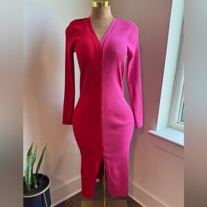 Chic Long Sleeve Color Block Dress